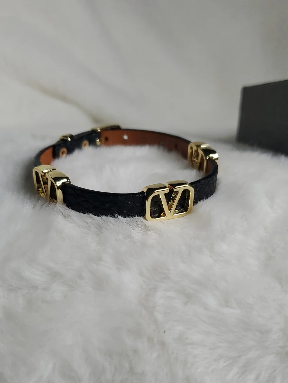 Designer-Inspired Black  Bracelet with Gold Accents
